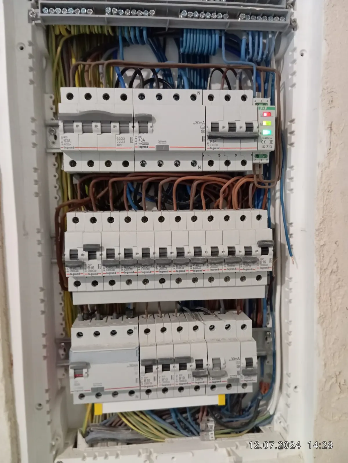 Rozdzielnica elektryczna po wykonaniu prac